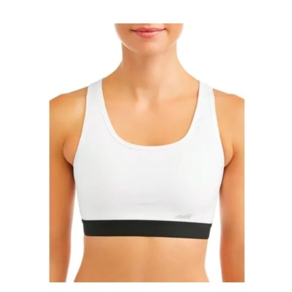 Avia Medium Support Racerback Sports Bra White Black Style AVV12 - Picture 1 of 5